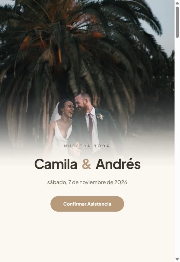 Vista previa en el celular de la invitación de boda con el diseño Moderno
